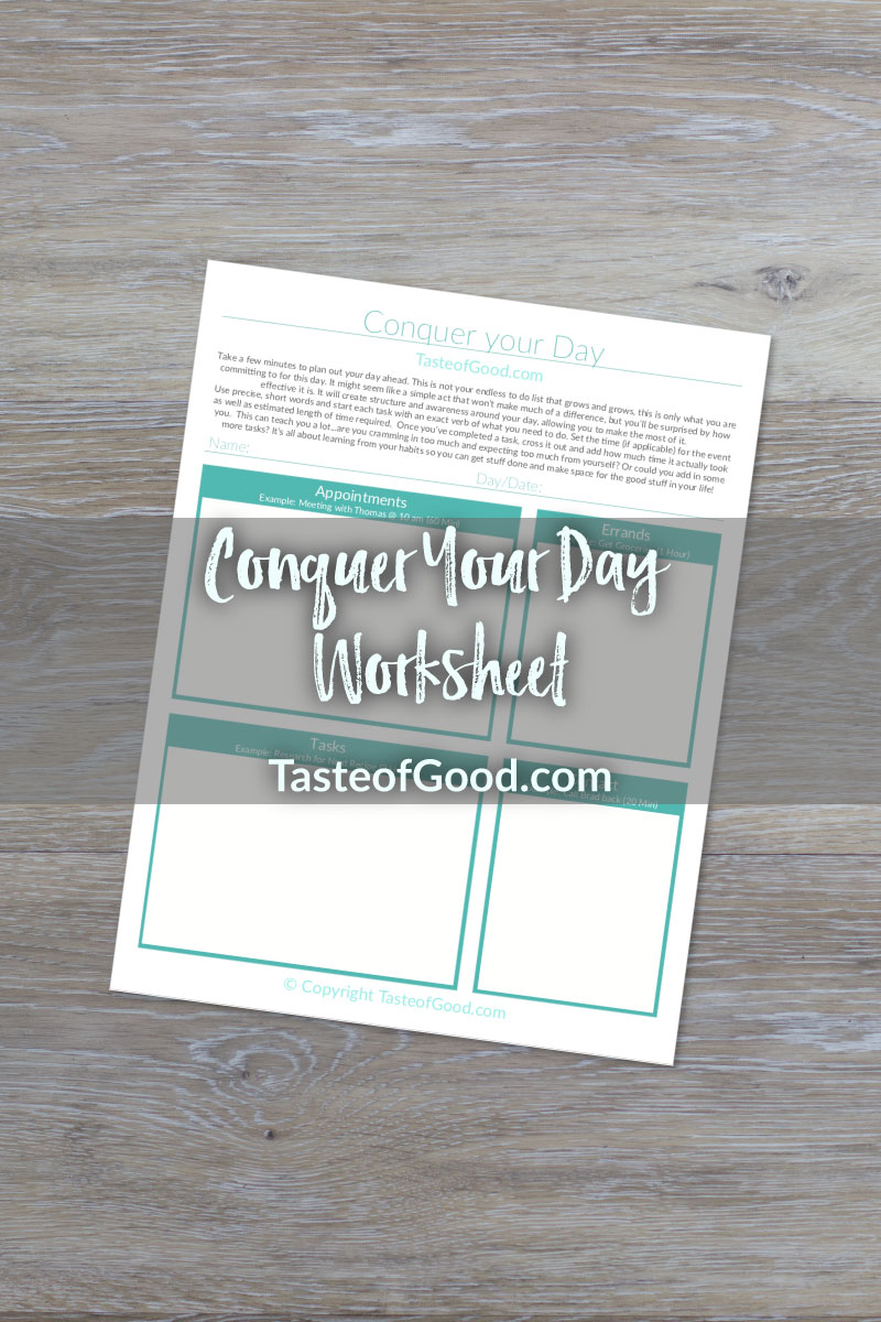 Conquer your Day Worksheet