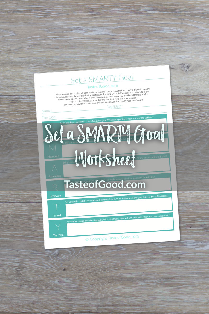 Set a SMARTY Goal Worksheet