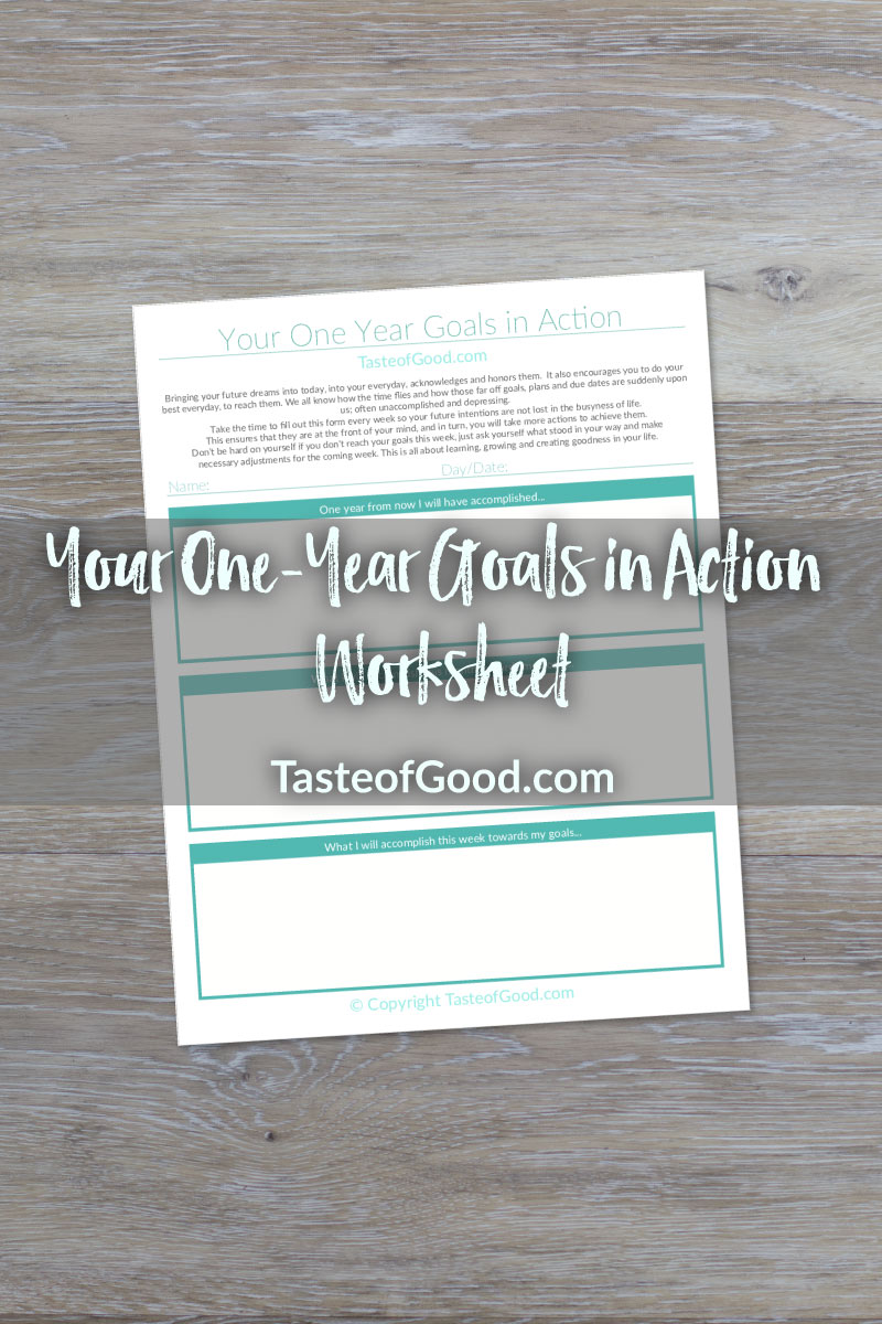 Your One Year Goals in Action Worksheet