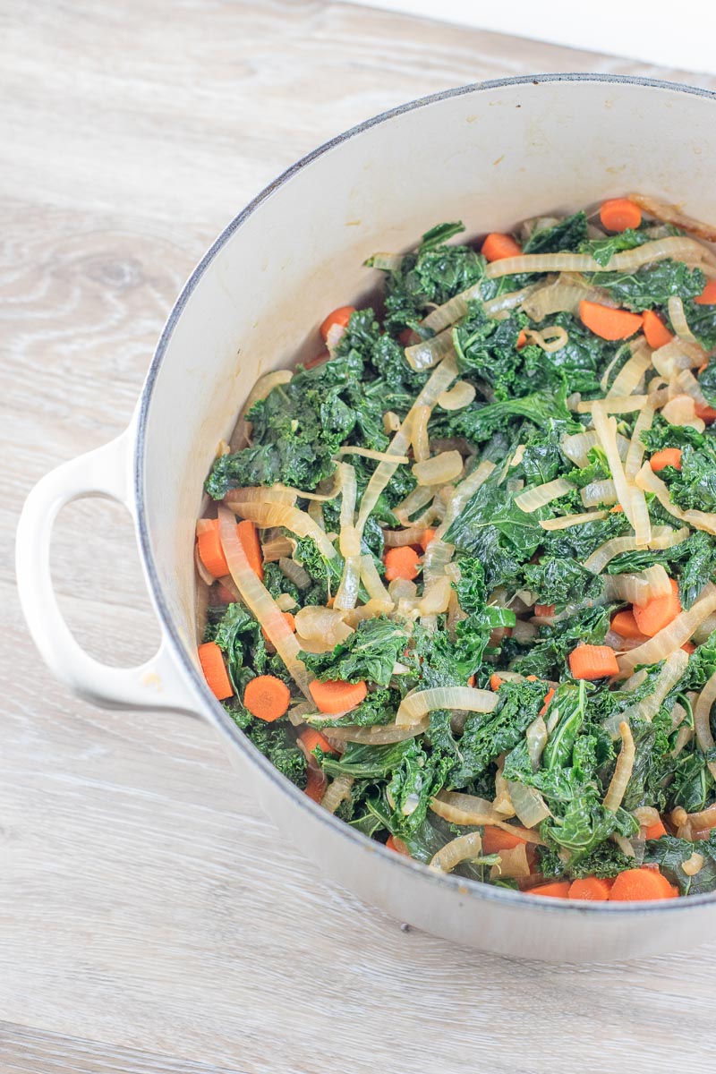 Cooked Kale, Sautéed Kale with Onions and Carrots